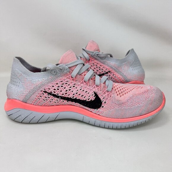 Nike Free RN Flyknit 2017 Running Shoes Gray Orange Women’s Size 7 - Picture 6 of 9
